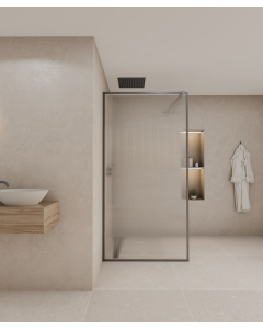 Sintra - Parete doccia vetro scanalato cornice gunmetal - small