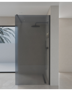 Seia - Parete doccia fissa fumé con profilo gunmetal - small