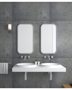 Lavabo rettangolare sospeso in resina minerale Bianco opaco - Mongala - small