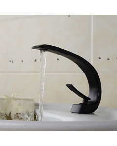 Rubinetto lavabo nero con bocca curva, stile contemporaneo - small