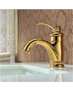 Rubinetto lavabo monocomando, colore oro finitura ottone - small