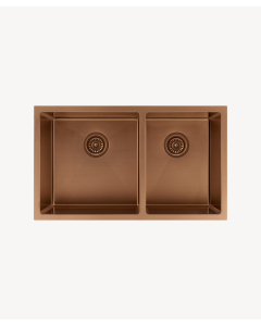Lavello da cucina doppio 760 mm - rame spazzolato - Jaboty - small