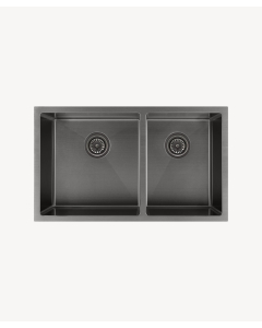 Lavello da cucina doppio 760 mm - gunmetal spazzolato - Jaboty - small