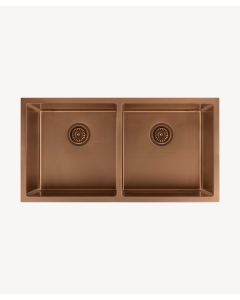 Lavello da cucina doppio 855 mm - rame spazzolato - Tilia - small