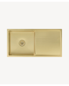 Lavello da cucina singolo 880 mm - ottone spazzolato - Limba - small