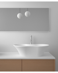 Lavabo ovale da appoggio in solid surface Bianco opaco - Kindu - small