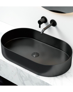 Lavabo ovale da appoggio nero in acciaio inox - small