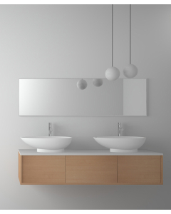 Lavabo ovale da appoggio in solid surface Bianco opaco - Kananga - small