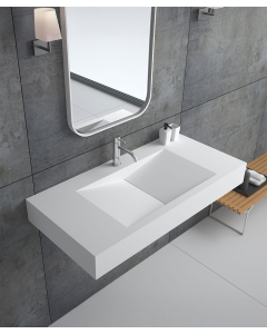 Lavabo rettangolare sospeso in resina minerale Bianco opaco - Kivu - small