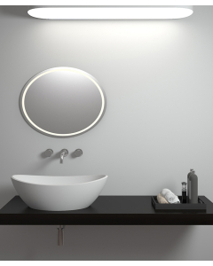 Lavabo ovale da appoggio in solid surface Bianco opaco - Loandjili - small