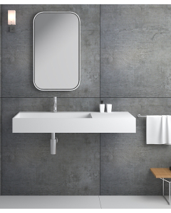 Lavabo rettangolare sospeso in resina minerale Bianco opaco - Bumba - small