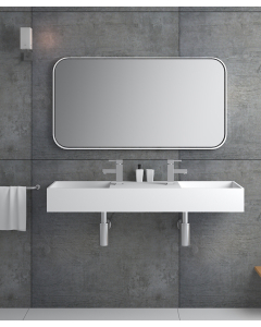 Lavabo rettangolare sospeso in resina minerale Bianco opaco - Katango - small