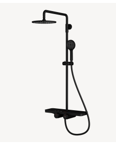 Colonna doccia rotonda con mensola - Nero - small