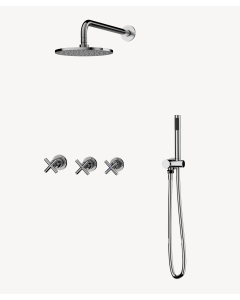 Set miscelatore doccia con maniglia a croce da incasso Cromato - Corbeau