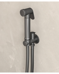 Kit doccetta WC da parete rotonda - Gunmetal - small