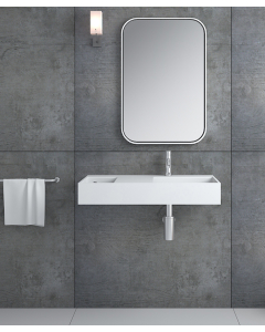Lavabo rettangolare sospeso in resina minerale Bianco opaco - Tshopo - small