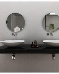 Lavabo ovale da appoggio in solid surface Bianco opaco - Kabinda - small