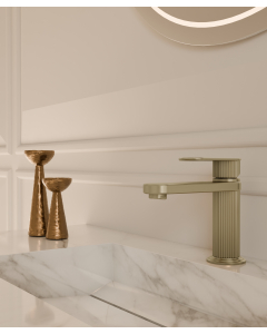 Miscelatore lavabo da appoggio oro spazzolato - Hera - small