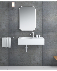 Lavabo rettangolare sospeso in resina minerale Bianco opaco - Lomami - small