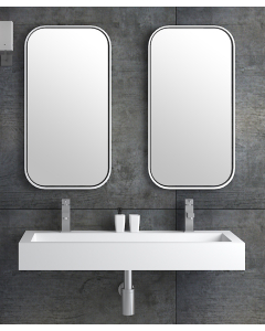 Lavabo rettangolare sospeso in resina minerale Bianco opaco - Buta - small
