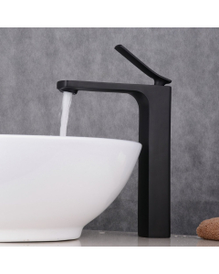 Rubinetto lavabo nero opaco monoforo stile minimal - small