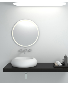Lavabo rotondo da appoggio in solid surface Bianco opaco - Sibiti - small