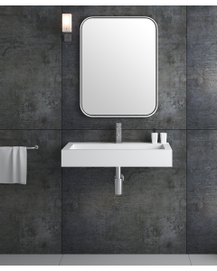 Lavabo rettangolare sospeso in resina minerale Bianco opaco - Beni - small