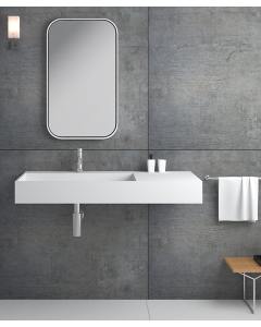 Lavabo rettangolare sospeso in resina minerale Bianco opaco - Bandundu - small