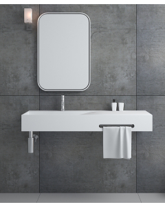 Lavabo rettangolare sospeso in resina minerale Bianco opaco - Gandajika - small