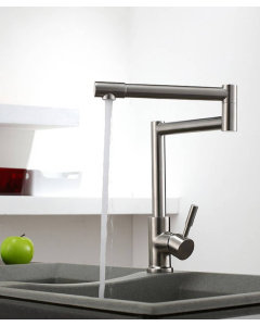 Rubinetto cucina con bocca alta orientabile - nichel spazzolato - small