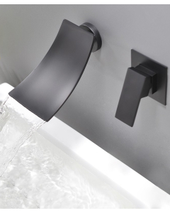 Miscelatore lavabo a cascata a parete nero - small