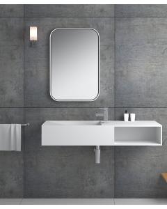 Lavabo rettangolare sospeso in resina minerale Bianco opaco - Lualaba - small