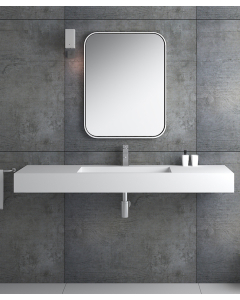 Lavabo rettangolare sospeso in resina minerale Bianco opaco - Kamoto - small