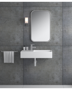 Lavabo rettangolare sospeso in resina minerale Bianco opaco - Kasaï - small