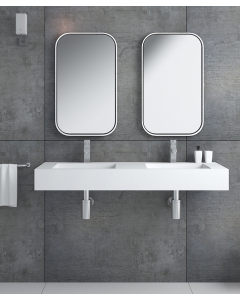 Lavabo rettangolare sospeso in resina minerale Bianco opaco - Maniema - small