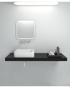 Lavabo quadrato da appoggio in solid surface Bianco opaco - Luna - small