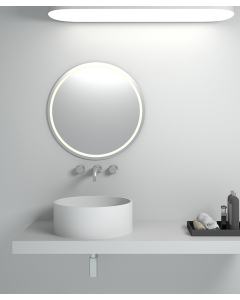 Lavabo rotondo da appoggio in solid surface Bianco opaco - Makoua - small