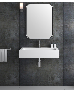 Lavabo rettangolare sospeso in resina minerale Bianco opaco - Zongo - small