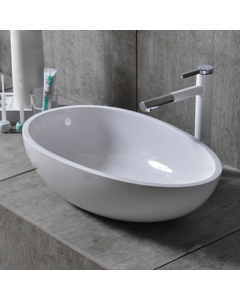 Lavabo ovale moderno in resina Bianco lucido