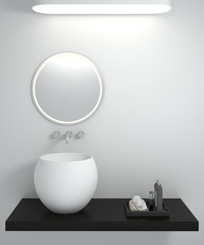 Lavabo tondo a colonna Blanc mat - Bukavu