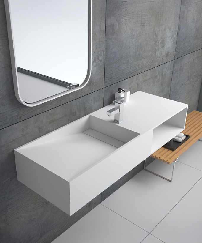 Lavabo rettangolare sospeso Bianco opaco - Lualaba