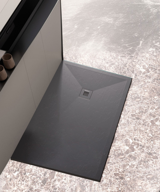 Piatto doccia anthracite finitura Ardesia Stone Plus, griglia colorata