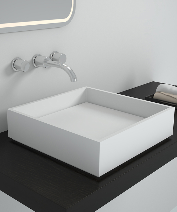 Lavabo a colonna quadrato Blanc mat - Boma
