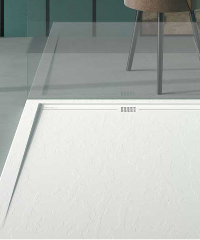 Piatto doccia Bianco, finitura Ardesia Stone CACH, griglia colorata