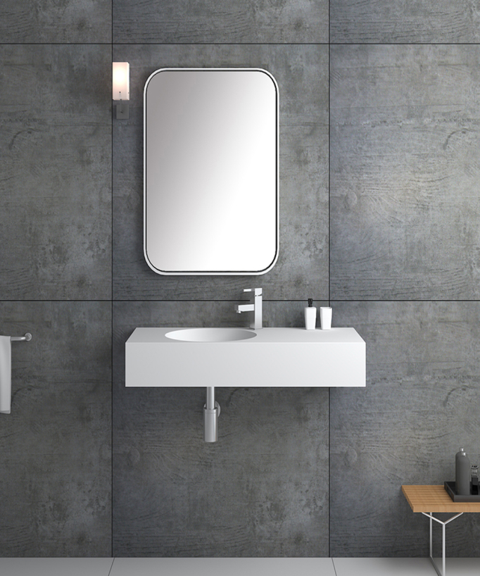 Lavabo rettangolare sospeso Bianco opaco - Uele