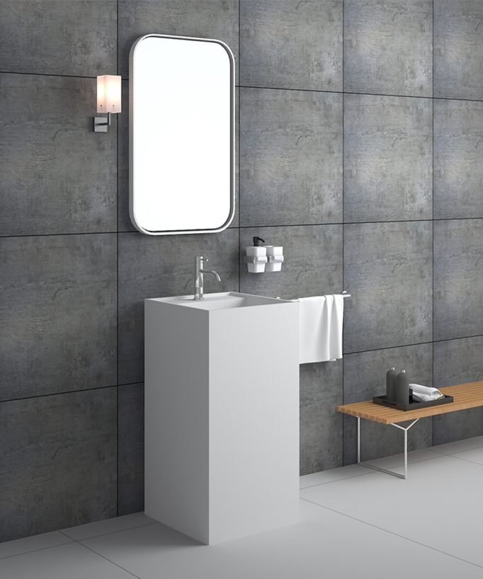 Lavabo a colonna quadrato Bianco opaco - Okoyo