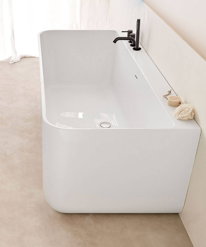 Baignoire acrylique murale Blanc brillant - Trento Muro