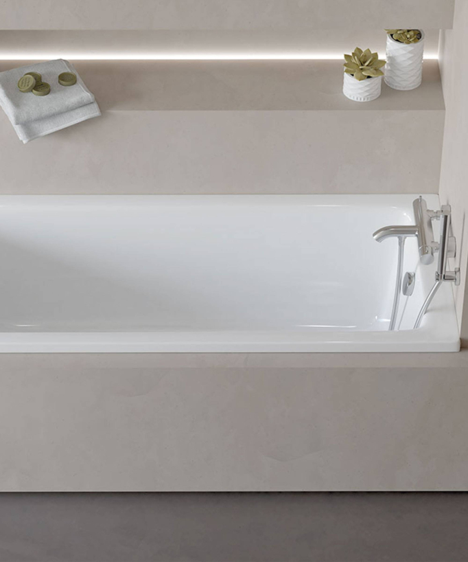 Baignoire rectangulaire classique Blanc brillant - Bali
