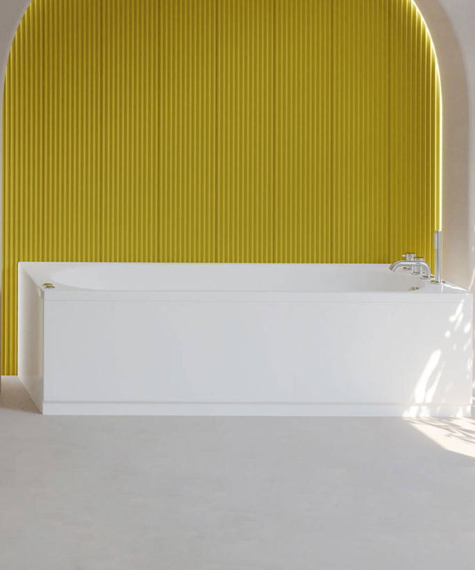 Baignoire acrylique avec tablier SH Blanc brillant - Serena