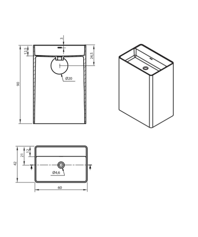 Lavabo colonne moderne Cabanes - Blanc